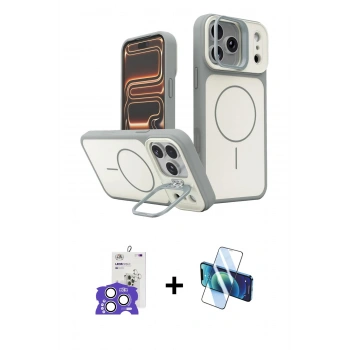 MARSİLYAN™- iPhone 17 Pro Max Kılıf İz Modern Prime - Siyah 3D Antistatik Cam Ekran Koruyucu + Bilvis Titan Kamera Lens - GS