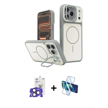 MARSİLYAN™- iPhone 17 Pro Max Kılıf İz Modern Prime - Siyah 3D Antistatik Seramik Nano Ekran Koruyucu + Bilvis Titan Kamera Lens - NLGY