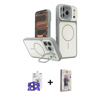 MARSİLYAN™- iPhone 17 Pro Max Kılıf İz Modern Prime - Siyah Bilvis 3D Cam Ekran Koruyucu + Bilvis Titan Kamera Lens - LT