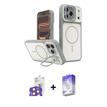 MARSİLYAN™- iPhone 17 Pro Max Kılıf İz Modern Prime - Siyah Bilvis 5in1 3D Magic Cam Ekran Koruyucu + Bilvis Titan Kamera Lens - TU