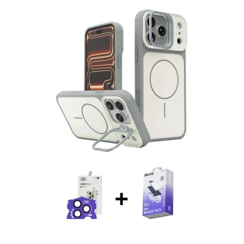 MARSİLYAN™- iPhone 17 Pro Max Kılıf İz Modern Prime - Siyah Bilvis 5in1 5D Magic Hayalet Cam Ekran Koruyucu + Bilvis Titan Kamera Lens - LT