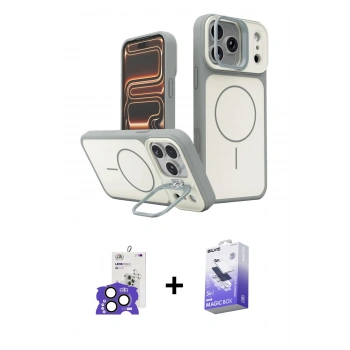 MARSİLYAN™- iPhone 17 Pro Max Kılıf İz Modern Prime - Siyah Bilvis 5in1 5D Magic Hayalet Cam Ekran Koruyucu + Bilvis Titan Kamera Lens - NLGY