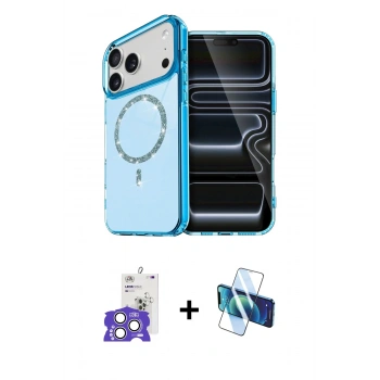 MARSİLYAN™- iPhone 17 Pro Max Kılıf Kıvılcım Form Prime - Siyah 3D Antistatik Cam Ekran Koruyucu + Bilvis Titan Kamera Lens - GS