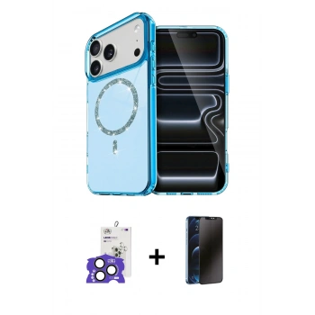 MARSİLYAN™- iPhone 17 Pro Max Kılıf Kıvılcım Form Prime - Siyah 3D Antistatik Hayalet Cam Ekran Koruyucu + Bilvis Titan Kamera Lens - NLGY