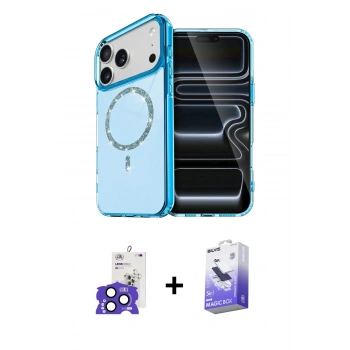 MARSİLYAN™- iPhone 17 Pro Max Kılıf Kıvılcım Form Prime - Siyah Bilvis 5in1 5D Magic Hayalet Cam Ekran Koruyucu + Bilvis Titan Kamera Lens - LT