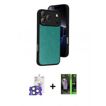 MARSİLYAN™- iPhone 17 Pro Max Kılıf Kıvılcım Işık Serisi - Siyah 360 Mat Full Body Arka Koruyucu + Bilvis Titan Kamera Lens - NLGY