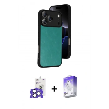 MARSİLYAN™- iPhone 17 Pro Max Kılıf Kıvılcım Işık Serisi - Siyah Bilvis 5in1 3D Magic Cam Ekran Koruyucu + Bilvis Titan Kamera Lens - NLGY