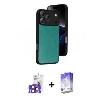 MARSİLYAN™- iPhone 17 Pro Max Kılıf Kıvılcım Işık Serisi - Siyah Bilvis 5in1 3D Magic Cam Ekran Koruyucu + Bilvis Titan Kamera Lens - TU