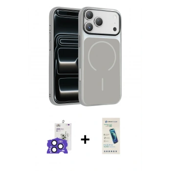 MARSİLYAN™- iPhone 17 Pro Max Kılıf Kıvılcım Klasik - Şeffaf Pasifik Cam Ekran Koruyucu + Bilvis Titan Kamera Lens - LT