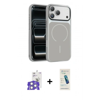 MARSİLYAN™- iPhone 17 Pro Max Kılıf Kıvılcım Klasik - Şeffaf Pasifik Cam Ekran Koruyucu + Bilvis Titan Kamera Lens - GS