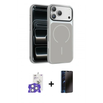 MARSİLYAN™- iPhone 17 Pro Max Kılıf Kıvılcım Klasik - Siyah 3D Antistatik Hayalet Cam Ekran Koruyucu + Bilvis Titan Kamera Lens - GS