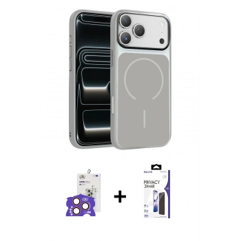MARSİLYAN™- iPhone 17 Pro Max Kılıf Kıvılcım Klasik - Siyah Bilvis 3X AR Hayalet Cam Ekran Koruyucu + Bilvis Titan Kamera Lens - TU