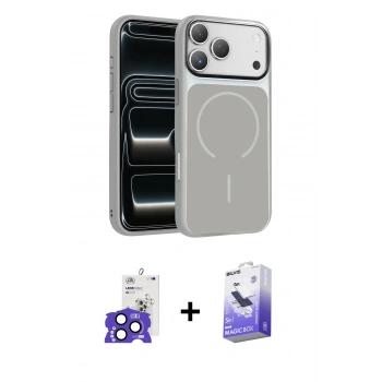 MARSİLYAN™- iPhone 17 Pro Max Kılıf Kıvılcım Klasik - Siyah Bilvis 5in1 5D Magic Hayalet Cam Ekran Koruyucu + Bilvis Titan Kamera Lens - LT
