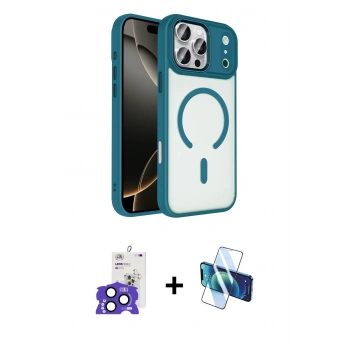 MARSİLYAN™- iPhone 17 Pro Max Kılıf Kıvılcım Prime - Siyah 3D Antistatik Cam Ekran Koruyucu + Bilvis Titan Kamera Lens - LT