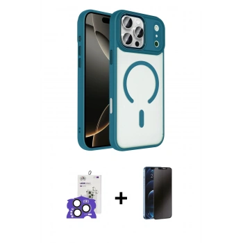 MARSİLYAN™- iPhone 17 Pro Max Kılıf Kıvılcım Prime - Siyah 3D Antistatik Hayalet Cam Ekran Koruyucu + Bilvis Titan Kamera Lens - NLGY