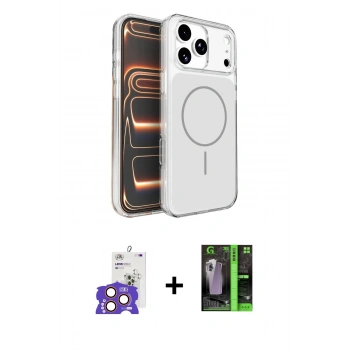 MARSİLYAN™- iPhone 17 Pro Max Kılıf Kutup Doku Serisi - Şeffaf 360 Full Body Arka Koruyucu + Bilvis Titan Kamera Lens - TU