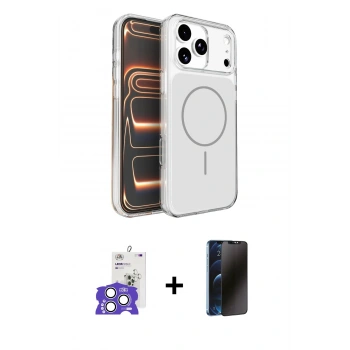MARSİLYAN™- iPhone 17 Pro Max Kılıf Kutup Doku Serisi - Siyah 3D Antistatik Hayalet Cam Ekran Koruyucu + Bilvis Titan Kamera Lens - GS