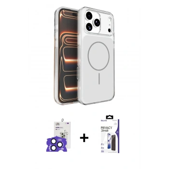 MARSİLYAN™- iPhone 17 Pro Max Kılıf Kutup Doku Serisi - Siyah Bilvis 3X AR Hayalet Cam Ekran Koruyucu + Bilvis Titan Kamera Lens - LT