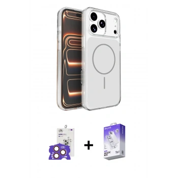 MARSİLYAN™- iPhone 17 Pro Max Kılıf Kutup Doku Serisi - Siyah Bilvis 5in1 3D Magic Cam Ekran Koruyucu + Bilvis Titan Kamera Lens - TU