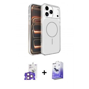 MARSİLYAN™- iPhone 17 Pro Max Kılıf Kutup Doku Serisi - Siyah Bilvis 5in1 5D Magic Hayalet Cam Ekran Koruyucu + Bilvis Titan Kamera Lens - TU