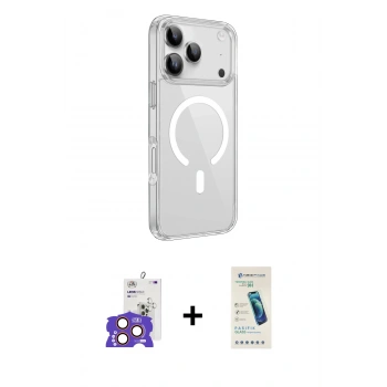 MARSİLYAN™- iPhone 17 Pro Max Kılıf Kutup Klasik Serisi - Şeffaf Pasifik Cam Ekran Koruyucu + Bilvis Titan Kamera Lens - TU