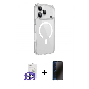 MARSİLYAN™- iPhone 17 Pro Max Kılıf Kutup Klasik Serisi - Siyah 3D Antistatik Hayalet Cam Ekran Koruyucu + Bilvis Titan Kamera Lens - NLGY