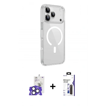 MARSİLYAN™- iPhone 17 Pro Max Kılıf Kutup Klasik Serisi - Siyah Bilvis 3X AR Hayalet Cam Ekran Koruyucu + Bilvis Titan Kamera Lens - NLGY