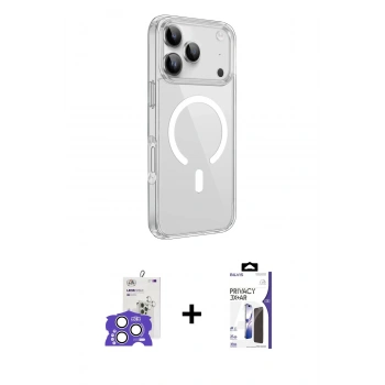 MARSİLYAN™- iPhone 17 Pro Max Kılıf Kutup Klasik Serisi - Siyah Bilvis 3X AR Hayalet Cam Ekran Koruyucu + Bilvis Titan Kamera Lens - GS