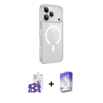 MARSİLYAN™- iPhone 17 Pro Max Kılıf Kutup Klasik Serisi - Siyah Bilvis 5in1 3D Magic Cam Ekran Koruyucu + Bilvis Titan Kamera Lens - TU