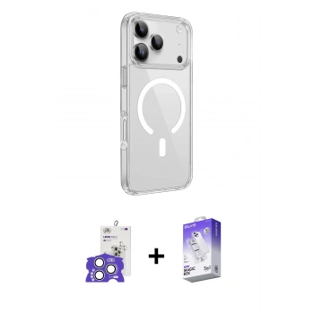 MARSİLYAN™- iPhone 17 Pro Max Kılıf Kutup Klasik Serisi - Siyah Bilvis 5in1 3D Magic Cam Ekran Koruyucu + Bilvis Titan Kamera Lens - GS