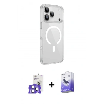 MARSİLYAN™- iPhone 17 Pro Max Kılıf Kutup Klasik Serisi - Siyah Bilvis 5in1 5D Magic Hayalet Cam Ekran Koruyucu + Bilvis Titan Kamera Lens - GS