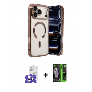 MARSİLYAN™- iPhone 17 Pro Max Kılıf Nova Işık Özel Seri - Şeffaf 360 Full Body Arka Koruyucu + Bilvis Titan Kamera Lens - GS