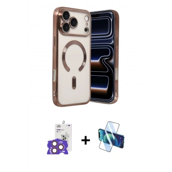 MARSİLYAN™- iPhone 17 Pro Max Kılıf Nova Işık Özel Seri - Siyah 3D Antistatik Cam Ekran Koruyucu + Bilvis Titan Kamera Lens - TU