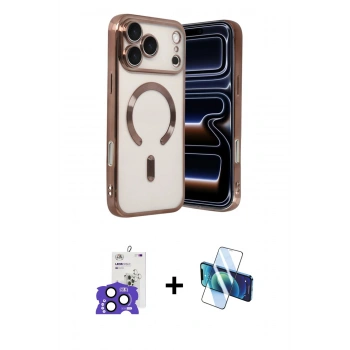MARSİLYAN™- iPhone 17 Pro Max Kılıf Nova Işık Özel Seri - Siyah 3D Antistatik Cam Ekran Koruyucu + Bilvis Titan Kamera Lens - LT