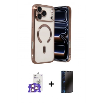MARSİLYAN™- iPhone 17 Pro Max Kılıf Nova Işık Özel Seri - Siyah 3D Antistatik Hayalet Cam Ekran Koruyucu + Bilvis Titan Kamera Lens - TU