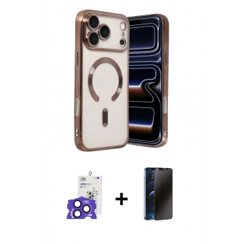 MARSİLYAN™- iPhone 17 Pro Max Kılıf Nova Işık Özel Seri - Siyah 3D Antistatik Hayalet Cam Ekran Koruyucu + Bilvis Titan Kamera Lens - LT