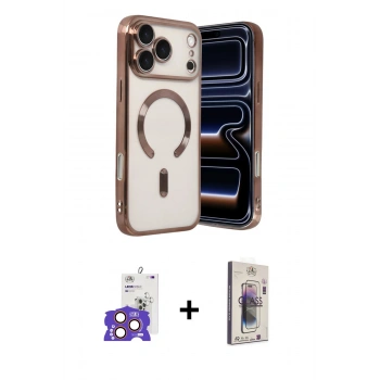 MARSİLYAN™- iPhone 17 Pro Max Kılıf Nova Işık Özel Seri - Siyah Bilvis 3D Cam Ekran Koruyucu + Bilvis Titan Kamera Lens - TU