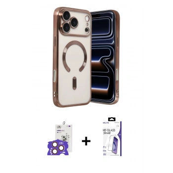 MARSİLYAN™- iPhone 17 Pro Max Kılıf Nova Işık Özel Seri - Siyah Bilvis 3X AR HD Cam Ekran Koruyucu + Bilvis Titan Kamera Lens - TU