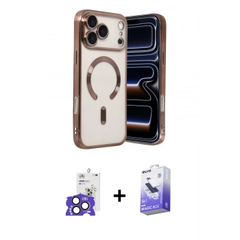 MARSİLYAN™- iPhone 17 Pro Max Kılıf Nova Işık Özel Seri - Siyah Bilvis 5in1 5D Magic Hayalet Cam Ekran Koruyucu + Bilvis Titan Kamera Lens - NLGY