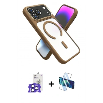 MARSİLYAN™- iPhone 17 Pro Max Kılıf Nova Yansıma Serisi - Siyah 3D Antistatik Cam Ekran Koruyucu + Bilvis Titan Kamera Lens - LT