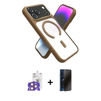MARSİLYAN™- iPhone 17 Pro Max Kılıf Nova Yansıma Serisi - Siyah 3D Antistatik Hayalet Cam Ekran Koruyucu + Bilvis Titan Kamera Lens - TU