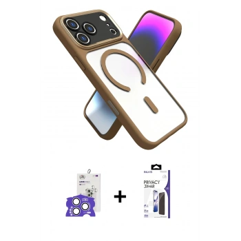 MARSİLYAN™- iPhone 17 Pro Max Kılıf Nova Yansıma Serisi - Siyah Bilvis 3X AR Hayalet Cam Ekran Koruyucu + Bilvis Titan Kamera Lens - GS
