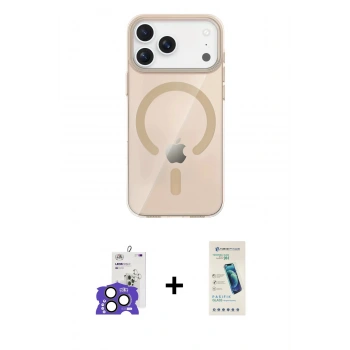 MARSİLYAN™- iPhone 17 Pro Max Kılıf Pusula Form Özel Seri - Şeffaf Pasifik Cam Ekran Koruyucu + Bilvis Titan Kamera Lens - NLGY
