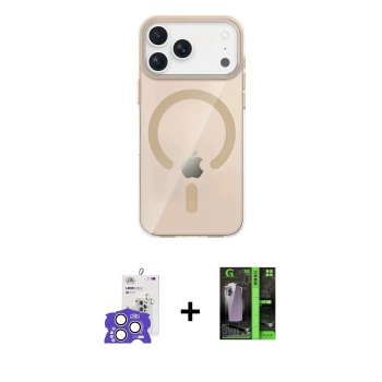 MARSİLYAN™- iPhone 17 Pro Max Kılıf Pusula Form Özel Seri - Siyah 360 Mat Full Body Arka Koruyucu + Bilvis Titan Kamera Lens - GS