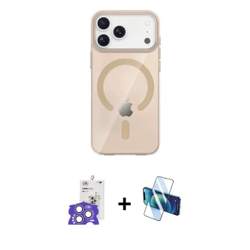 MARSİLYAN™- iPhone 17 Pro Max Kılıf Pusula Form Özel Seri - Siyah 3D Antistatik Cam Ekran Koruyucu + Bilvis Titan Kamera Lens - GS