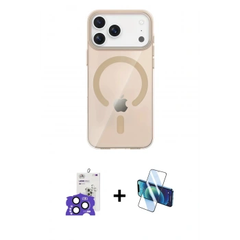 MARSİLYAN™- iPhone 17 Pro Max Kılıf Pusula Form Özel Seri - Siyah 3D Antistatik Cam Ekran Koruyucu + Bilvis Titan Kamera Lens - LT