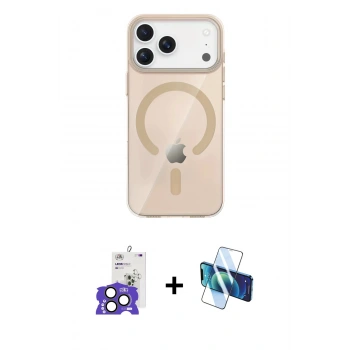 MARSİLYAN™- iPhone 17 Pro Max Kılıf Pusula Form Özel Seri - Siyah 3D Antistatik Cam Ekran Koruyucu + Bilvis Titan Kamera Lens - NLGY