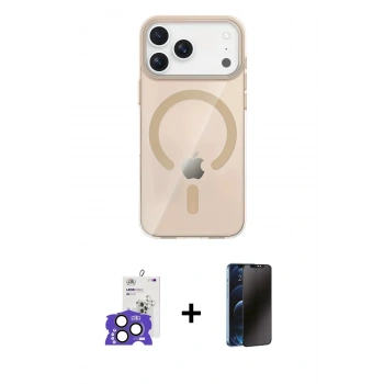 MARSİLYAN™- iPhone 17 Pro Max Kılıf Pusula Form Özel Seri - Siyah 3D Antistatik Hayalet Cam Ekran Koruyucu + Bilvis Titan Kamera Lens - NLGY