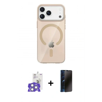 MARSİLYAN™- iPhone 17 Pro Max Kılıf Pusula Form Özel Seri - Siyah 3D Antistatik Hayalet Cam Ekran Koruyucu + Bilvis Titan Kamera Lens - GS