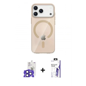 MARSİLYAN™- iPhone 17 Pro Max Kılıf Pusula Form Özel Seri - Siyah Bilvis 3X AR HD Cam Ekran Koruyucu + Bilvis Titan Kamera Lens - LT